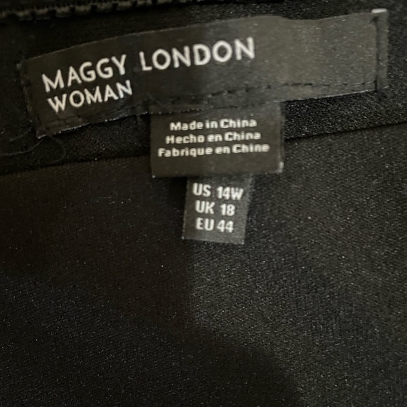 Maggy London Black Midi Dress with Sheer Detail - Picture 7 of 14